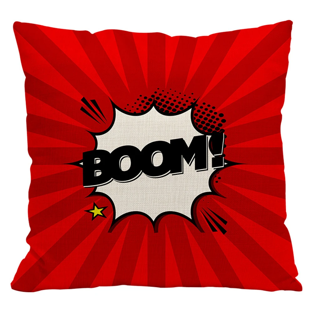 Красочные Мультяшные комиксы чехол для подушки с надписью Pow Boom льняная Наволочка декоративная наволочка для дома