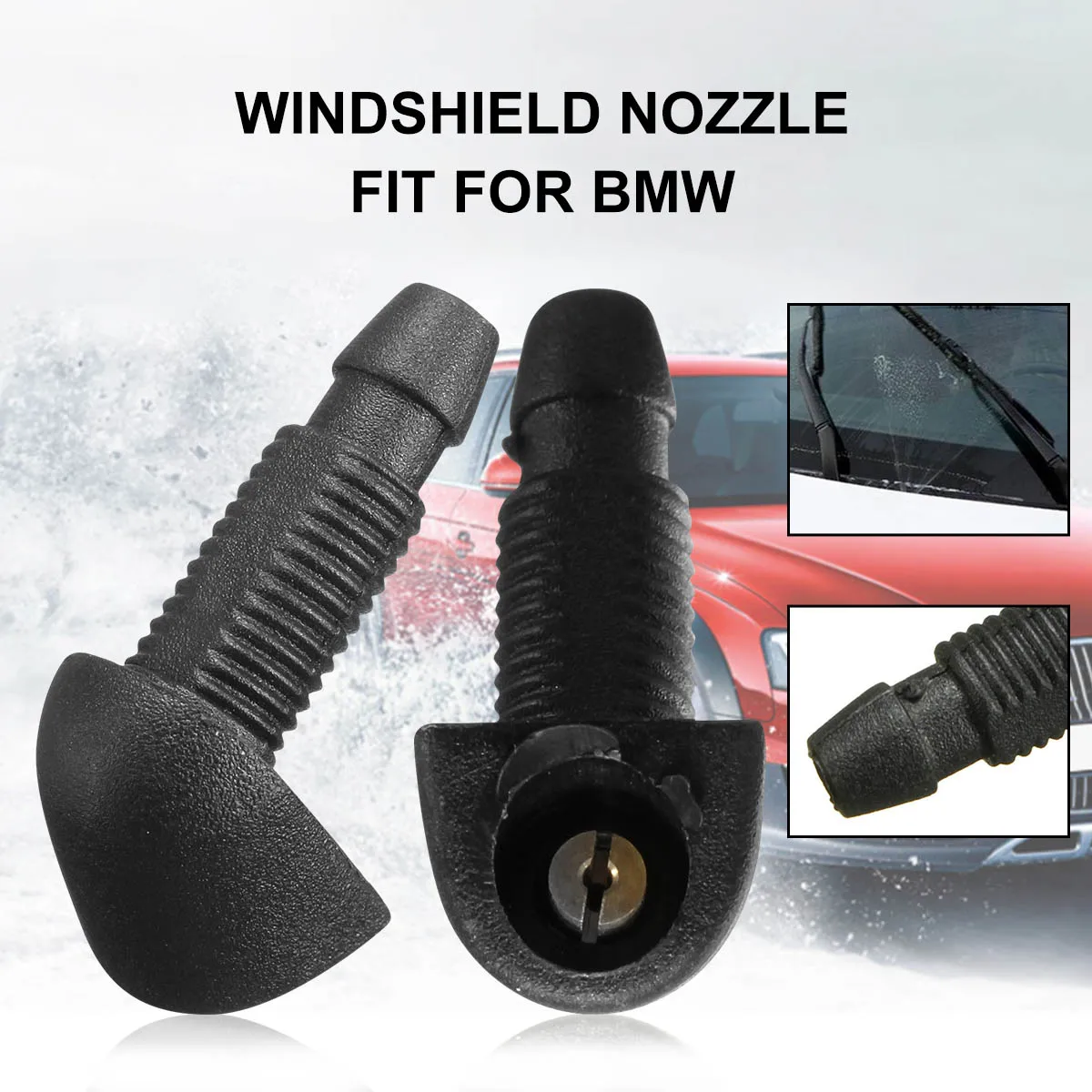 

Brand New Black Plastic Car Front Window Windshield Washer JET Spray Nozzle For BMW Pair 17 x 12 x 32mm