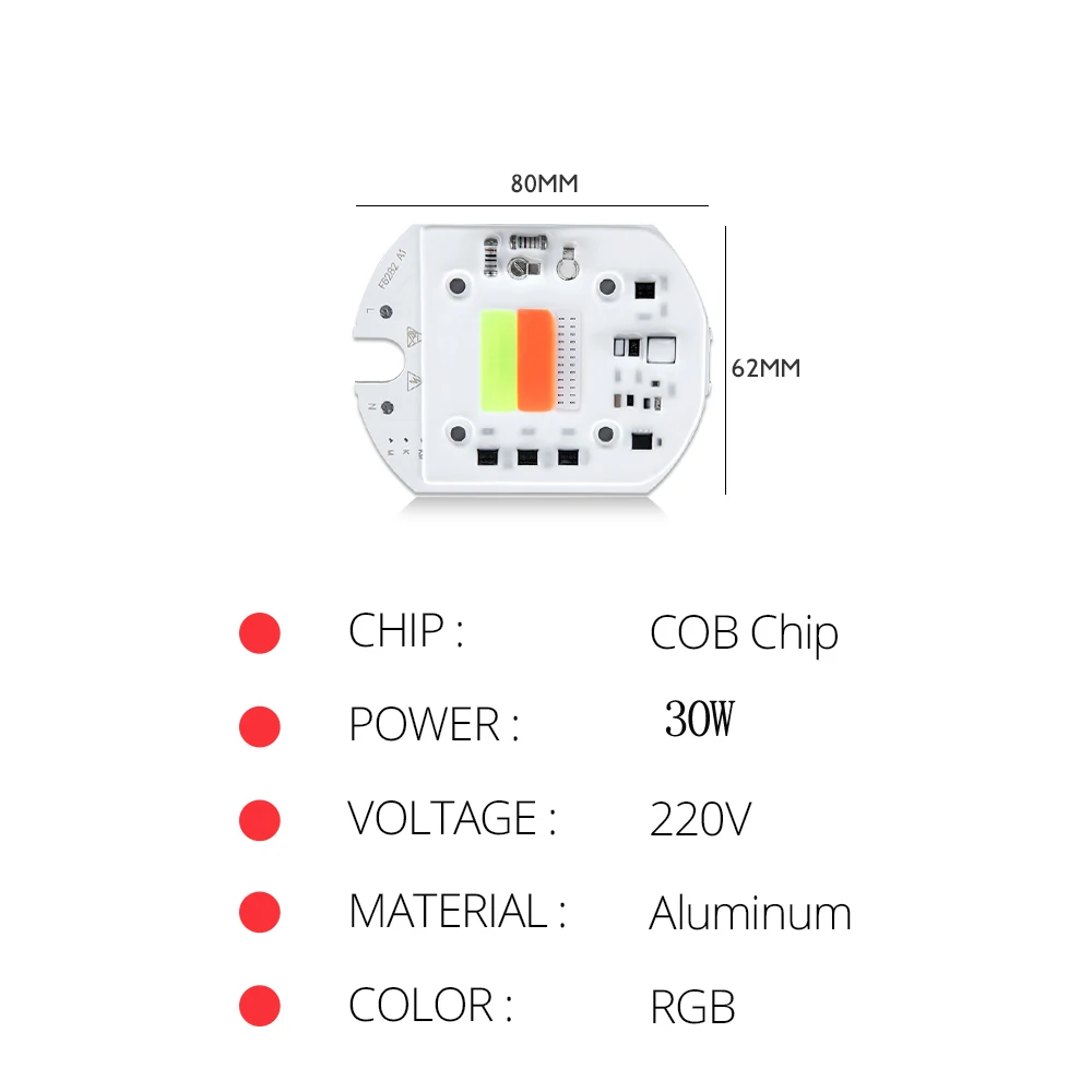 Светодиодный чип RGB интегрированный COB Диодная лампа 30 Вт 110 В 220 светодиодный