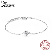 FOREWE полый Круглый Цирконий, кристалл, браслет, Femme, серебро 925 пробы, браслеты для женщин, свадебные украшения