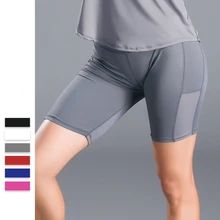Новые шорты для йоги женские боковые карманы фитнес-шорты быстросохнущие беговые дышащие плотные леггинсы Удобные бесшовные швы