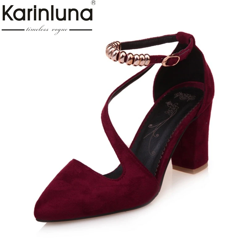 baratas 30 45 KARINLUNA 2018 dropship por atacado Grande Tamanho Mulheres Sandálias sapatos de Salto Alto com Tira No Tornozelo Sapatos de Festa de verão Mulher sandália