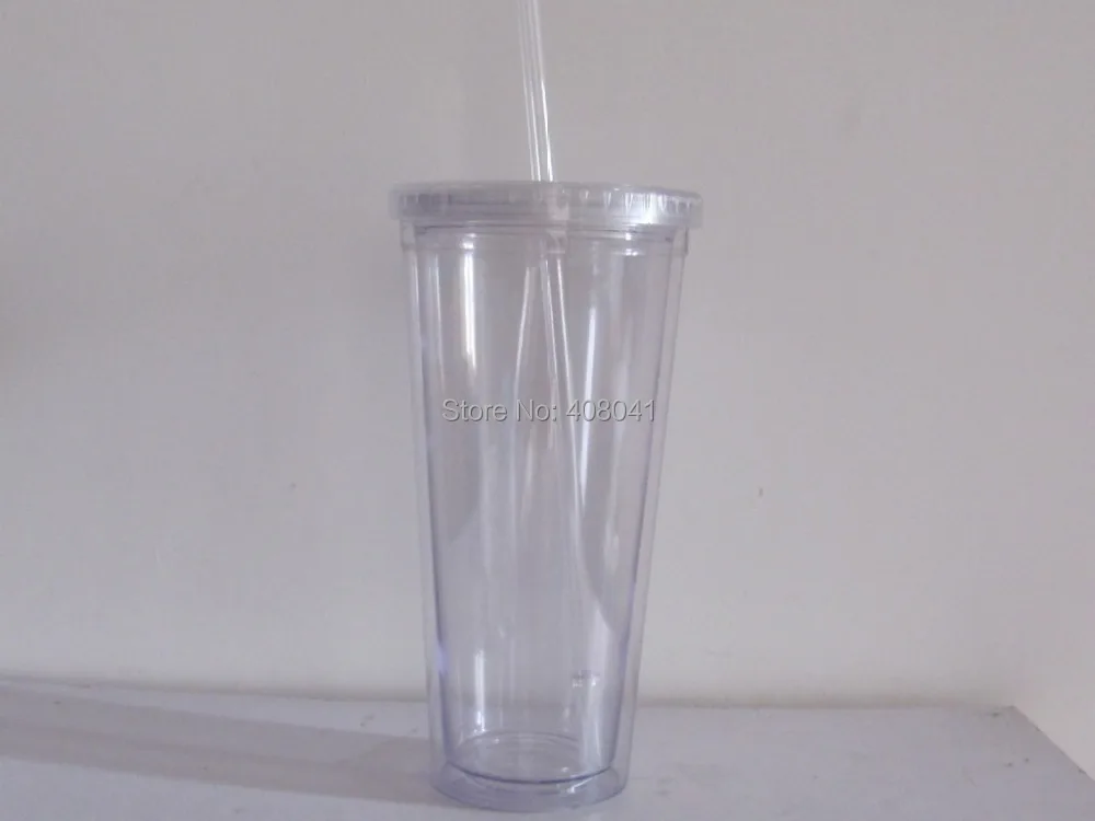 24OZ wholesale acrylic tumblers double wall plastic tumbler with straw