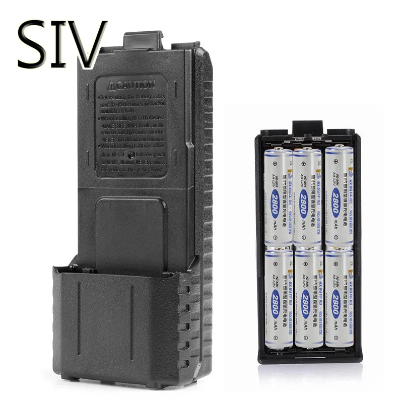 

SIV Battery Storage Box 6 x AA Battery Case Shell Box For Two Way Radio Baofeng UV-5R UV-5RE Plus Black