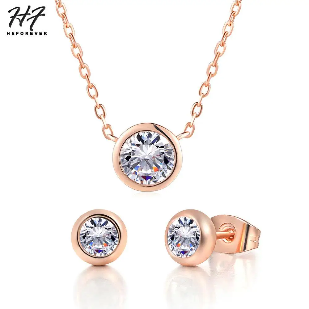 

Classic Jewelry Set For Women Classic Simple Style Crystal AAA+CZ Necklace Earrings Set Fashion Jewelry For Women Girl S370