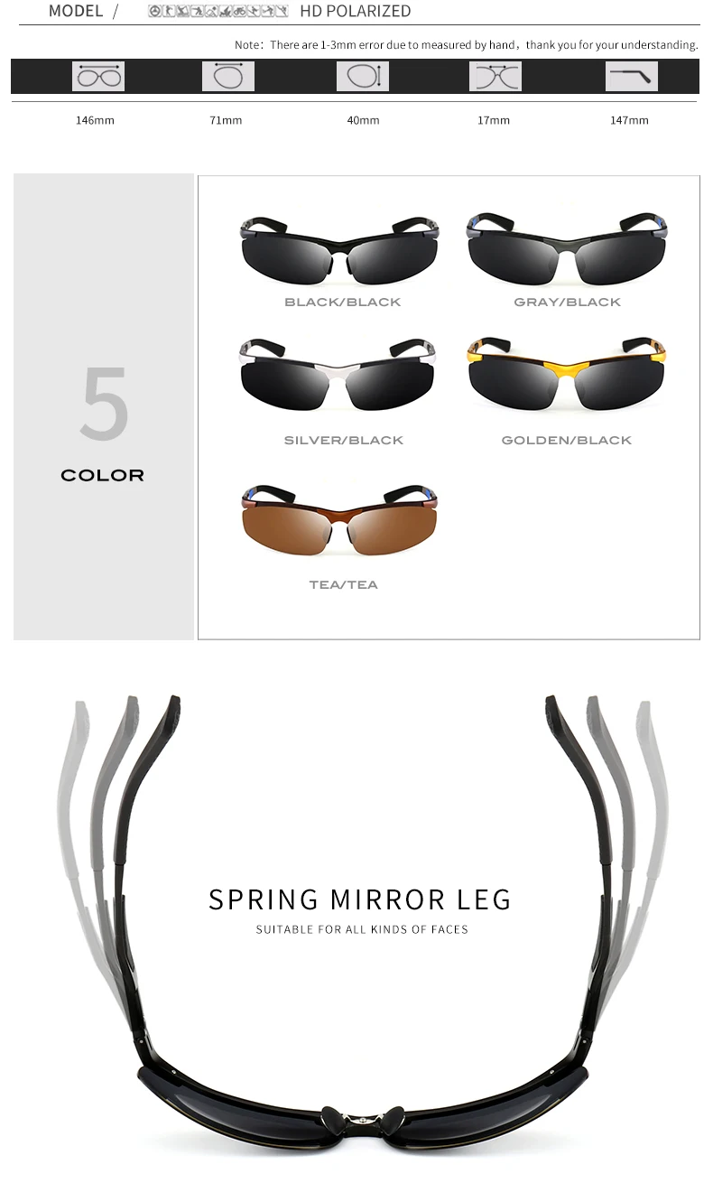 Мужские прямоугольные поляризованные солнцезащитные очки черный/коричневый цвет линзы с коробкой, чехол