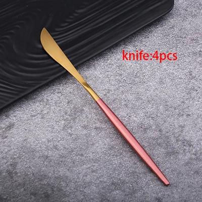 knife 4pcs Лидер продаж, 4 шт. Золото Серебро кухонный нож 304 Нержавеющая сталь столовый набор для кухни Еда столовые принадлежности Комплектная посуда faqueiro dourado - Цвет: knife 4pcs