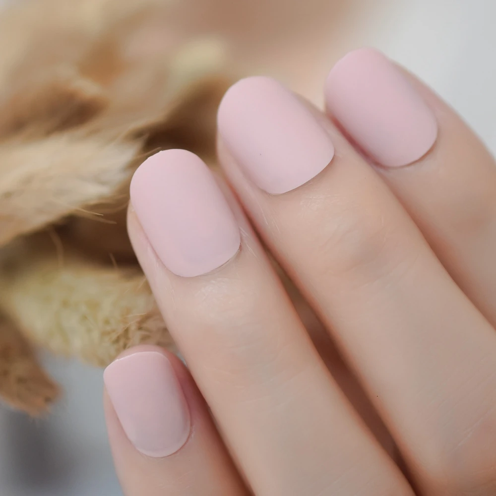 Короткий круглый светильник, розовые Искусственные кончики для дизайна ногтей, матовые накладные ногти для милой девушки, яркие цвета, украшения для ногтей, 24 шт