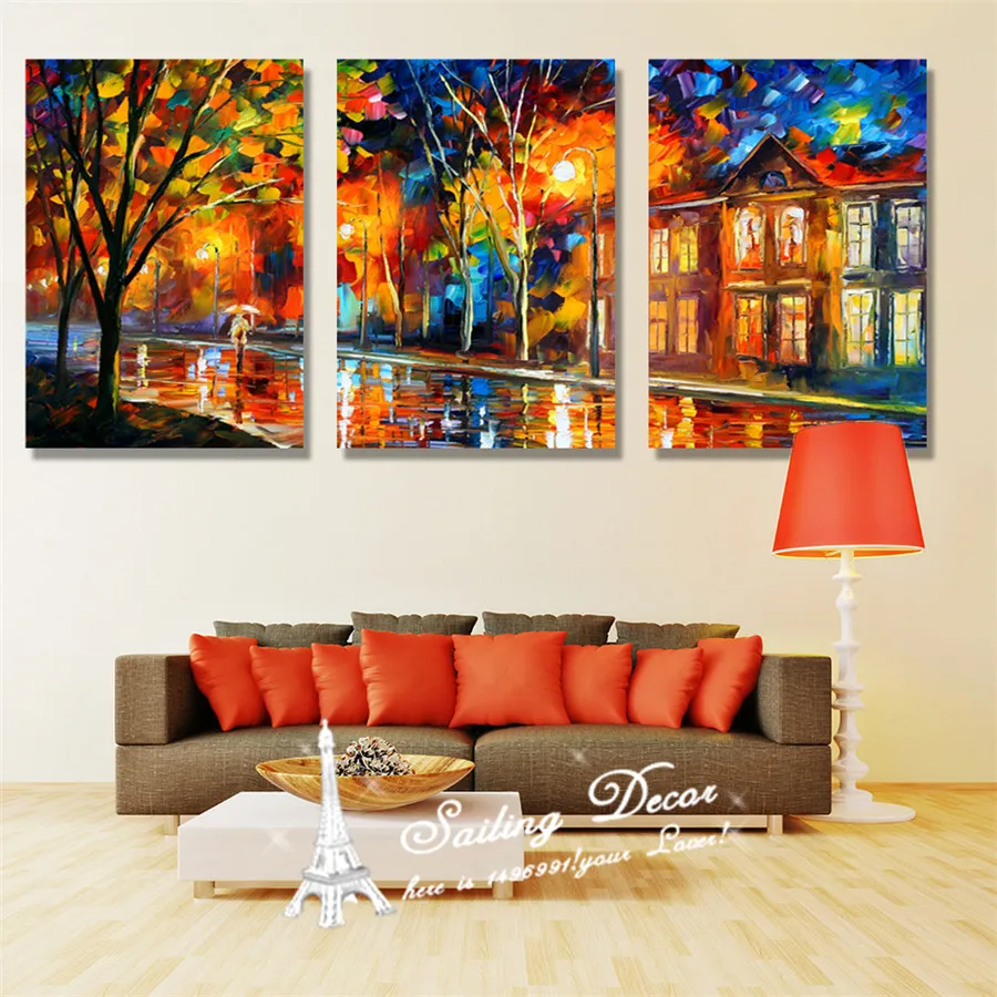 

3 Pieces Canvas Painting On The Wall Home Decor Canvas Pictures For Living Room Tree Lights With Ones Umbrella