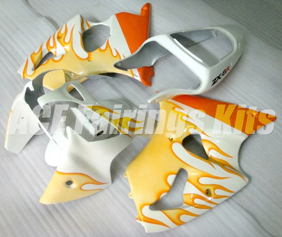 

New ABS Full fairing Fit for Kawasaki ZX6R 2000 2001 2002 motorcycle fairings ZX-6R 00 01 02 Ninja 636 bodywork set orange flame