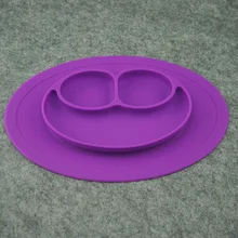 8 colors Silicone Children Placement Baby Plate One-piece Silicone Plate Tray Dishes Food Holder for Baby Toddler Kids Children