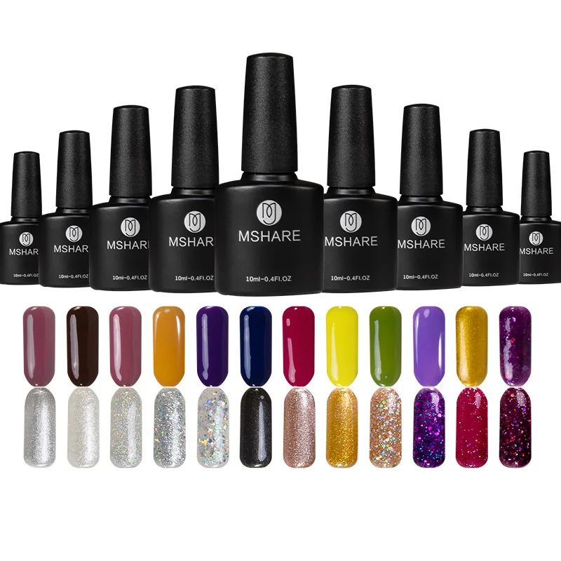  MSHARE 10ML UV Nail Gel Polish Soak Off Led Nail Paint Gel Polishes Gel Lacquer Varnish Manicure Bl