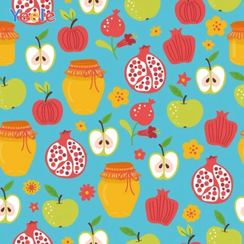 

Yeele Happy Rosh Hanukkah Photography Backdrop Honey Apples Pomegranate Custom Vinyl Photographic Background For Photo Studio