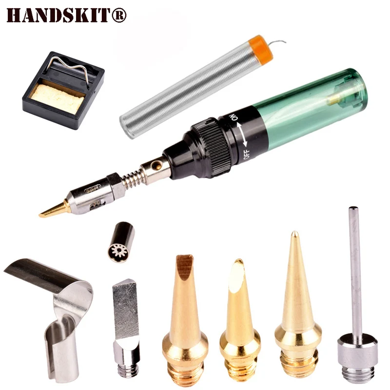 Handskit MT-100 Газовый паяльник Электрический паяльник пистолет дующий фонарь беспроводной уличный беспроводной DIY бутан газовый пистолет - Цвет: mt100set11