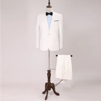 

Fashion classic men's suit white lapel single-breasted men's business office suits and prom gowns (jacket + pants) custom made