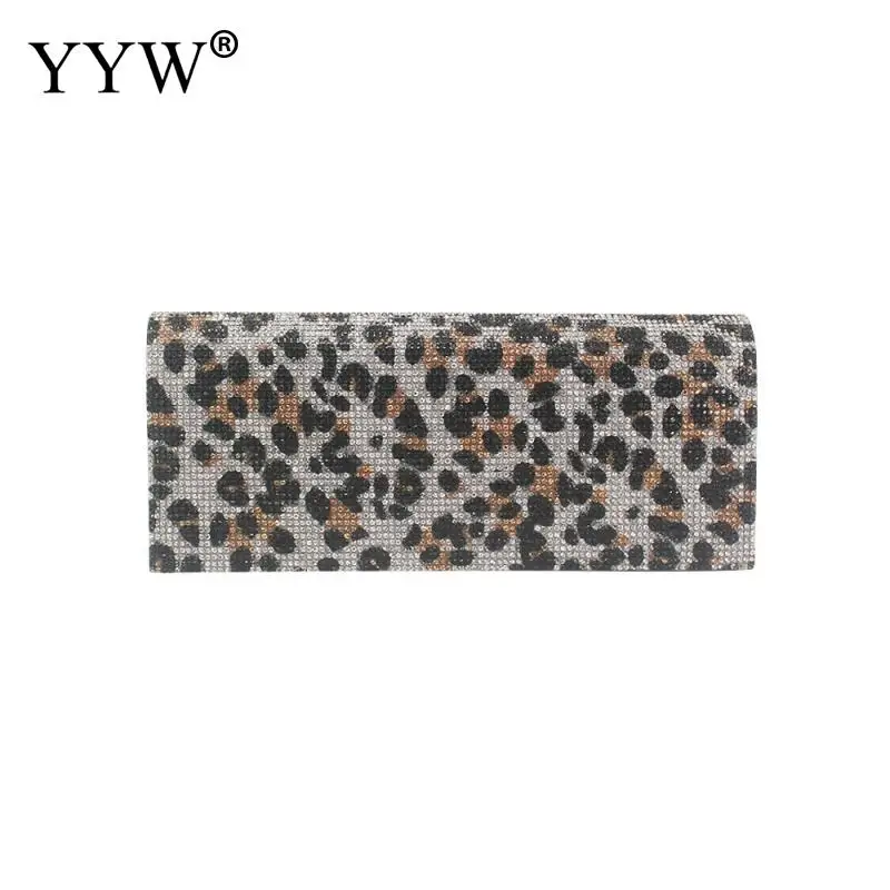 Leopard Envelope Bag Womens Vintage Clutch Purse Rhinestone Evening Clutches Famous Brand Chain Shoulder Bags Female Bolso Mujer