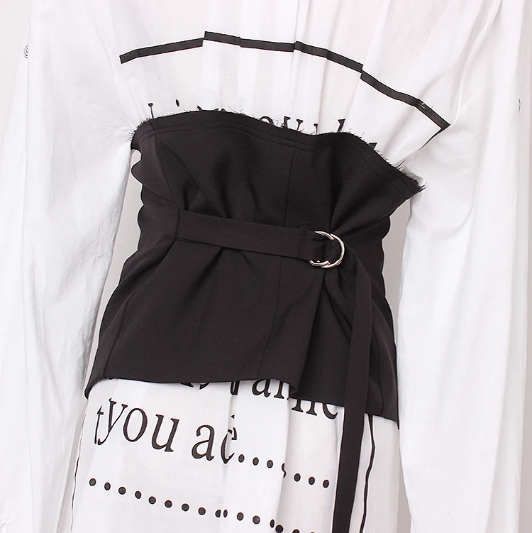 Женские Подиумные модные черные тканевые широкие женские платья Корсеты пояс с пряжкой украшения широкий пояс R1430