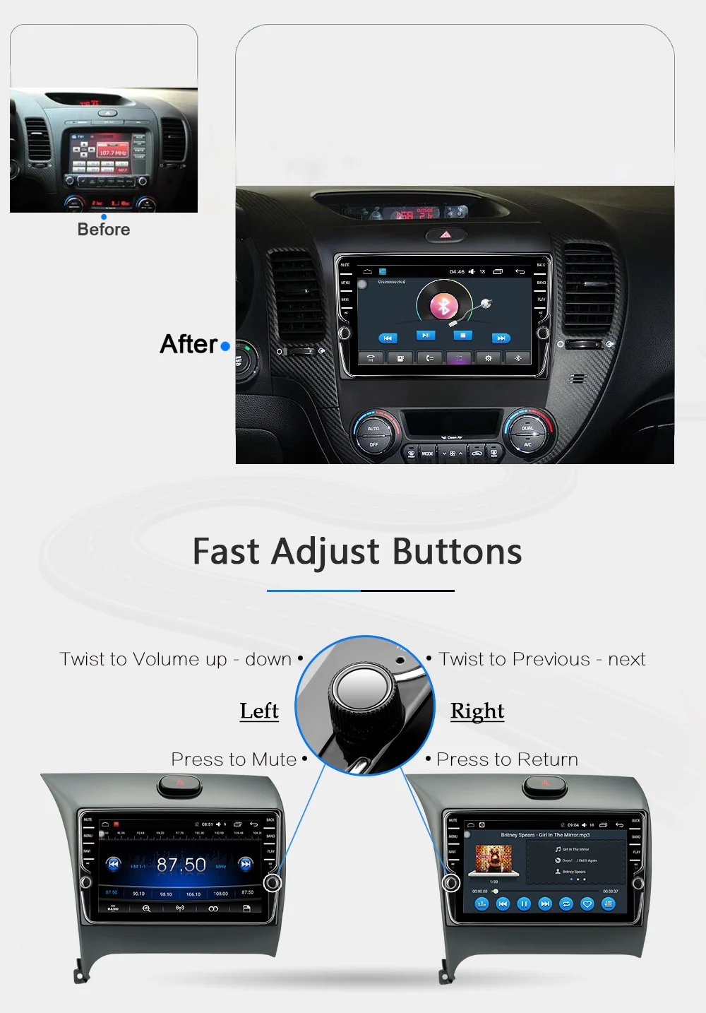 Cheap Funrover Car Multimedia player IPS Android8.0 2 din Dvd Navi For Kia Cerato K3 Forte 2012-2016 head unit Stereo Auto radio gps 10