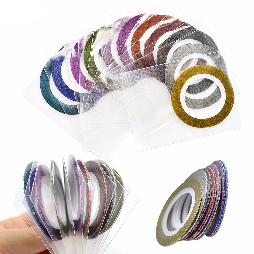 

80pcs/Set Glitter Scrub Nail Art Striping Tape Line Sticker Tips Decorations DIY Self-Adhesive Decal Tool Manicure 1MM Wholesale