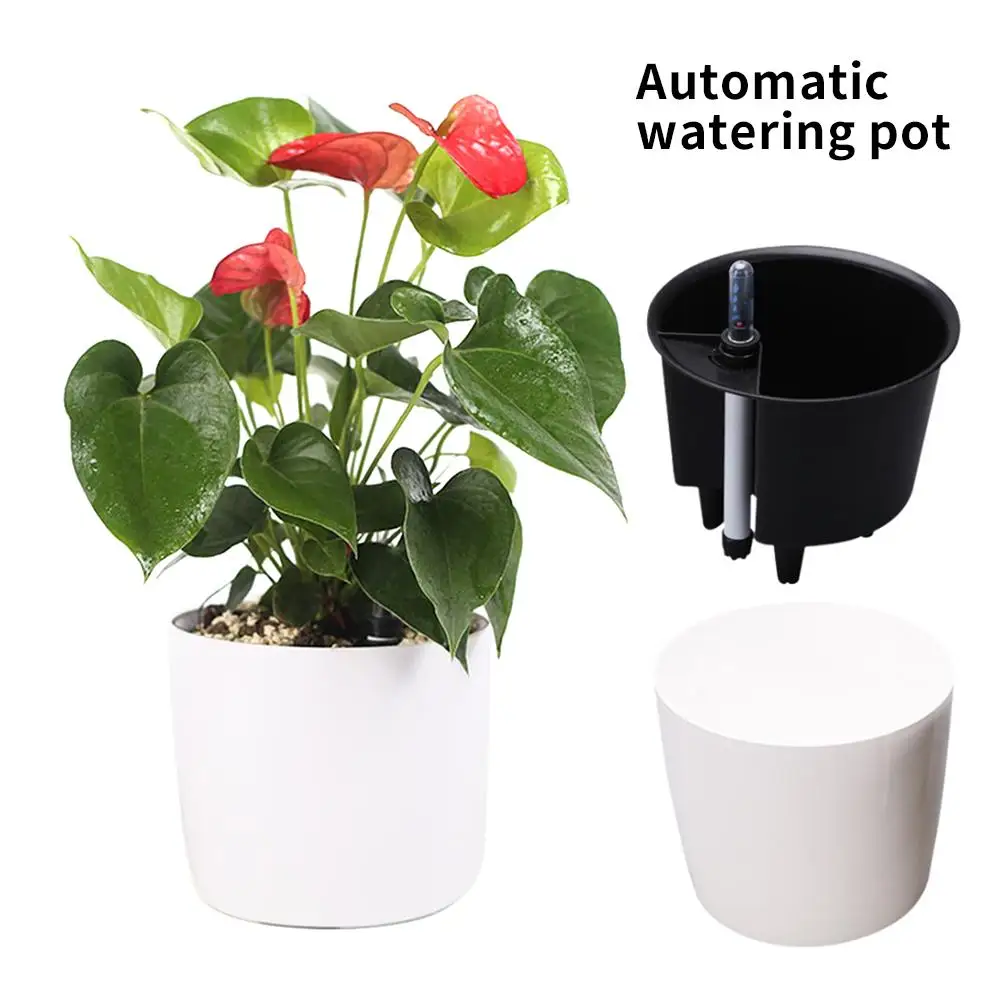 

Automatic Watering Flower Pot Lazy Automatic Water Absorption Flower Pot Resin Environmental Protection Planting Pot Green Plant