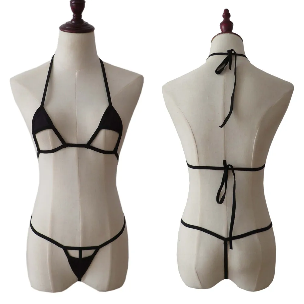 Микро бикини 2019 сексуальные однотонные треугольные с вырезами лосьон стринги