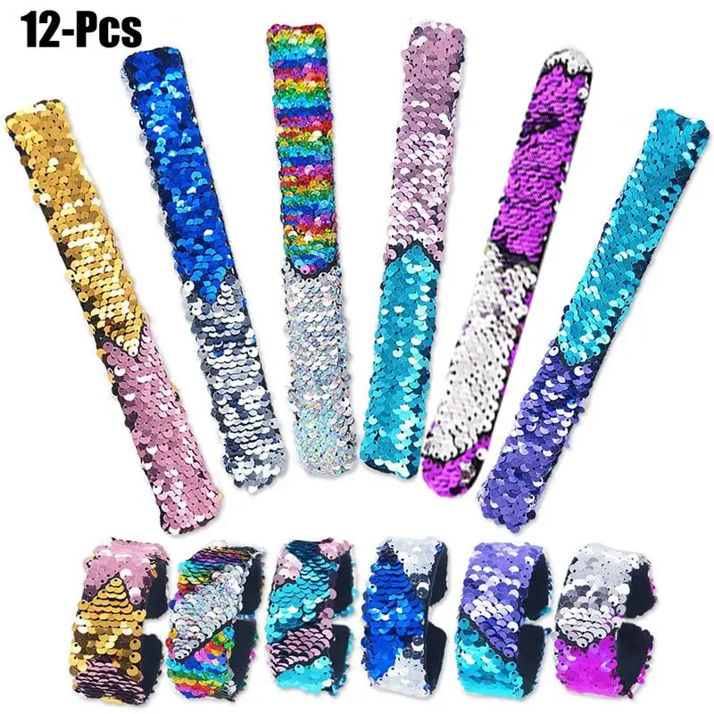 

New Fashion Shiny Personalized Mermaid Sequin Bracelet Two-Tone Fish Scale Sequins Bracelet Unisex for Kids Birthday Party Gifts