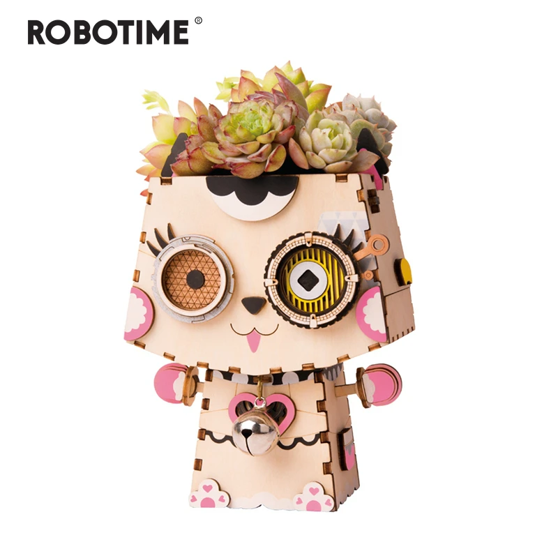 

Robotime Children Adult Cute Kitty Flower Pot 3D Wooden Puzzle Game Educational Models & Building Kits Toy Hobbies FT731