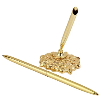 

Perfect-Alloy Cave Round Pen Signature Pen Set For Wedding Bridal Gold