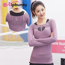 Aipbunny дышащие отверстие трикотажные спортивные топы для фитнеса Для женщин быстросохнущие беговые Футболки с длинным рукавом для бега Ropa deporte Mujer