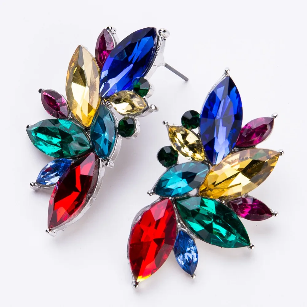 

LUBOV 1 Pair Angle Wings Design Colorful Crystal Stone Women Stud Earrings Trendy Statement Party Jewelry for Girl Gift New 2019
