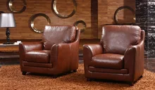 Customized Antique European concise style Creative loft genuine leather single living room sofa chairs free shipping