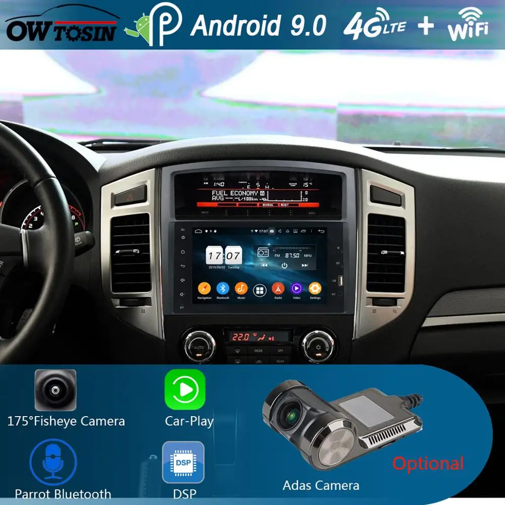 Best 8" IPS 8 Core 4GB RAM+64GB ROM Android 9.0 Car DVD Radio GPS Navi For Mitsubishi Pajero V97 V93 2006-2015 DSP CarPlay Parrot BT 1