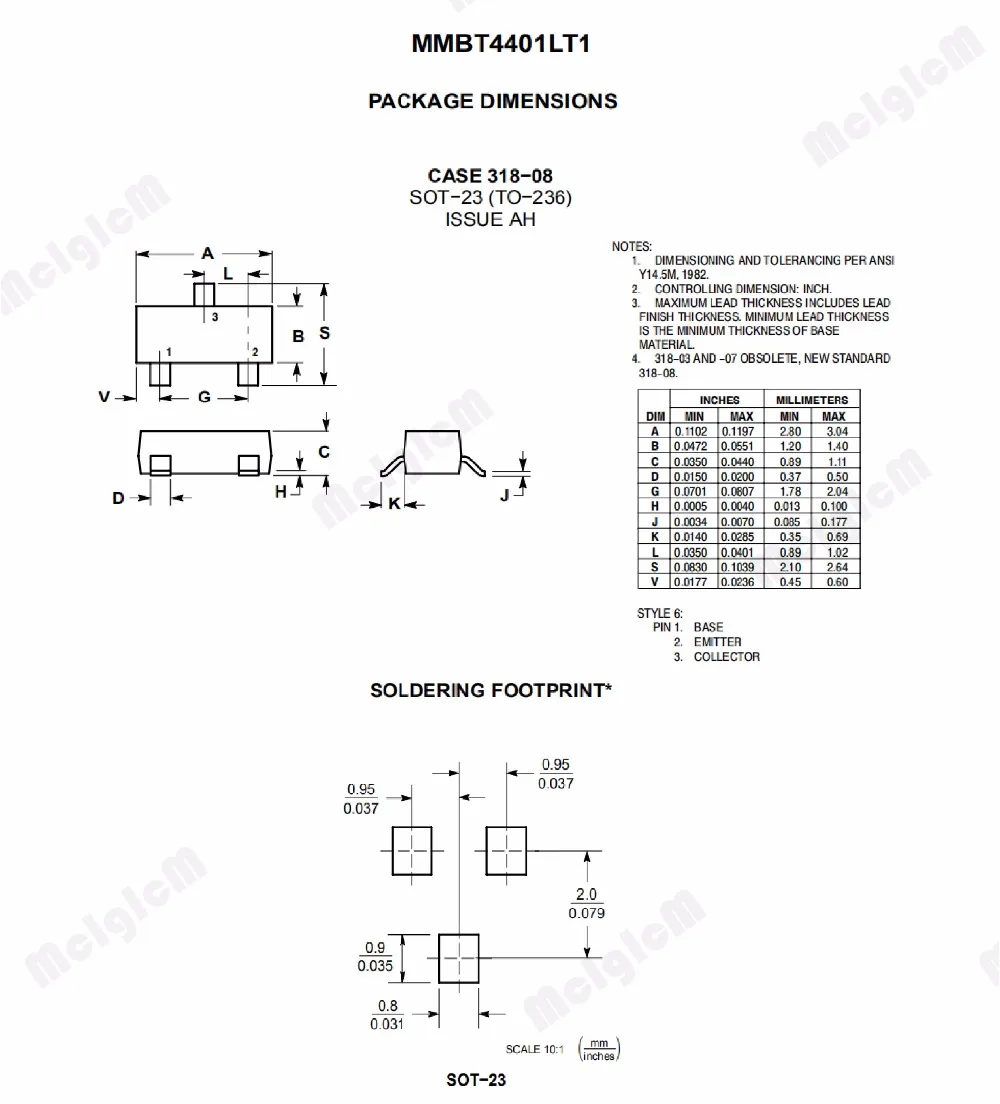 MCIGICM MMBT4401 100 шт. MMBT4401LT1G 4401 600mA 40V СОТ-23 транзистор NPN SMD