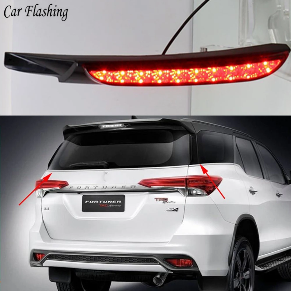

Car Flashing 1Set Car LED Tail Light Rear Fog Lamp Bumper Light Auto Brake Light Reflector For Toyota Fortuner 2015 2016 2017