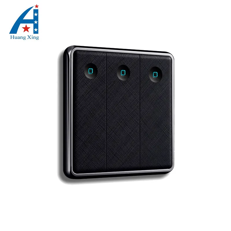 

Free shipping, New style lamp Push button switch, 3 Gang 1 way Bright black UK Standard light wall electric switch, 16A 220V