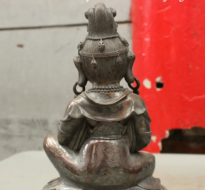 

S0619 12 Chinese classic Pure Bronze Buddhism GuanYin Tara Longevity Pot Buddha Statue