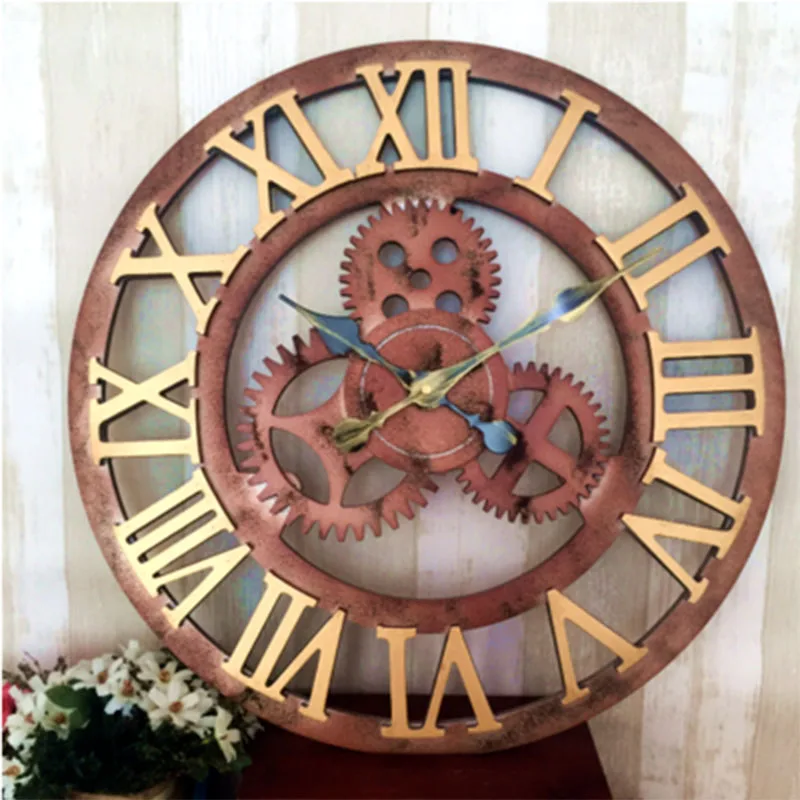Industrial Gear Bar Cafe Vintage Wall Clock Modern Design Kitchen Large Decorative Clocks Wall Home Decor American Style Clock - Цвет: style22