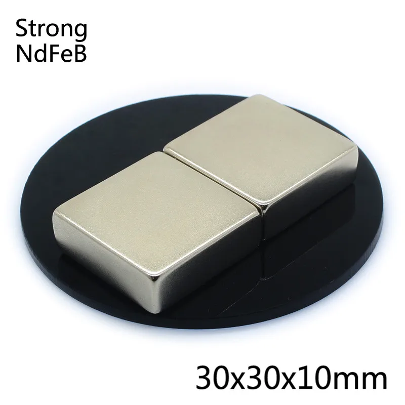 2Pcs 30x30x10mm Powerful Neodymium magnet Rare Earth Strong block permanent fridge Electromagnet NdFeB nickle magnetic square