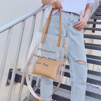 

Summer Single Shoulder Large Bag Girl 2019 New Type Slant Bag Korean Version Baitao Transparent Bag Master Bag Large Capacity Ha