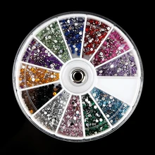 2400Pcs Nail Art Decoration Multicolor 2mm 3D Acrylic Rhinestones Glitter Fingernail Tips Gem Sticker Decal Wheel Manicure Tool