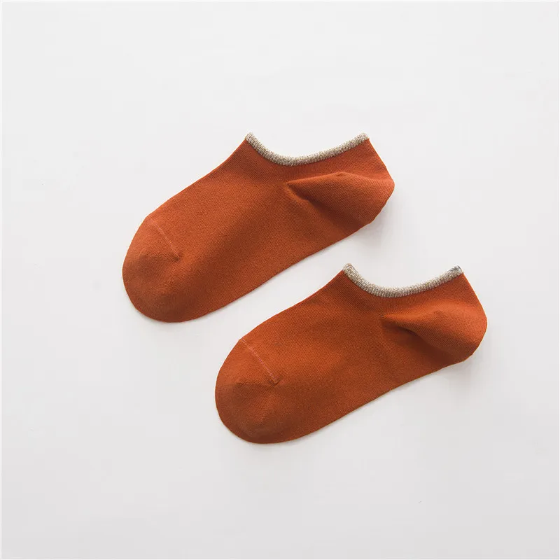Мужские носки, 5 пар, хлопковые, с принтом, Короткие незаметные носки, новинка, весна-лето, в полоску, яркие, цветные, высокое качество, мужские носки - Цвет: Оранжевый