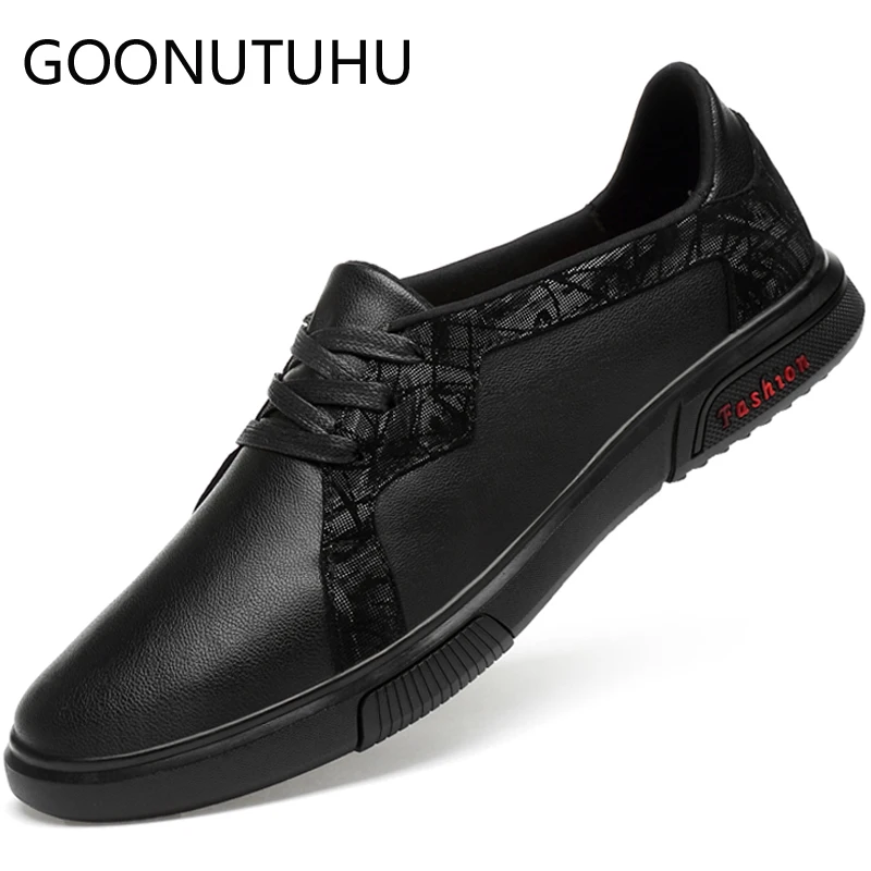 

2019 new fashion men's shoes casual genuine leather man flats sneakers white & black shoe male platform shoes for men size 37-46