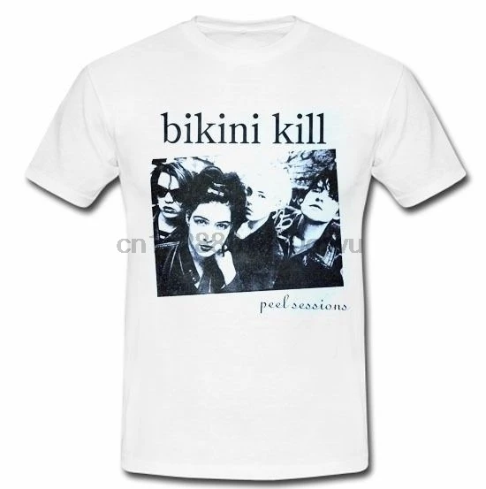BIKINI KILL S M L XL 2XL 3XL белая рубашка корки сессий панк-рок-группы Кэтлин мультфильм