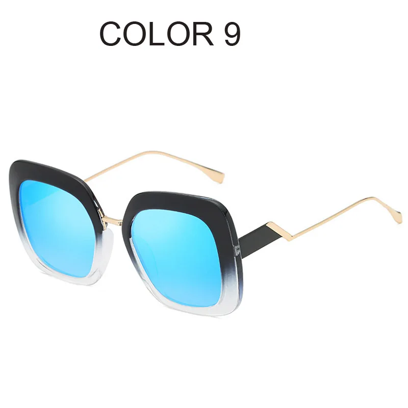 Роскошные брендовые дизайнерские Квадратные Солнцезащитные очки для женщин Ретро винтажные градиентные линзы негабаритных солнцезащитных очков новые женские солнцезащитные очки - Цвет линз: 9