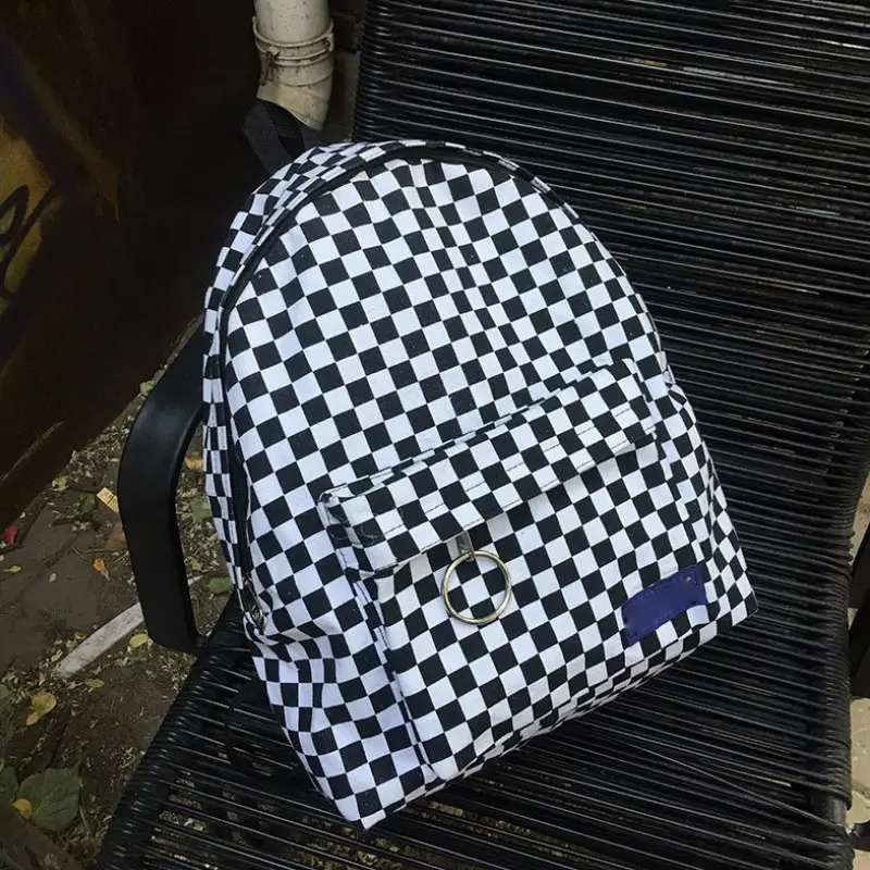 Man backpack Black and white plaid backpack plaid retro fashion bag for teenager rusksack BM01-BP-gzfgss - Цвет: Black