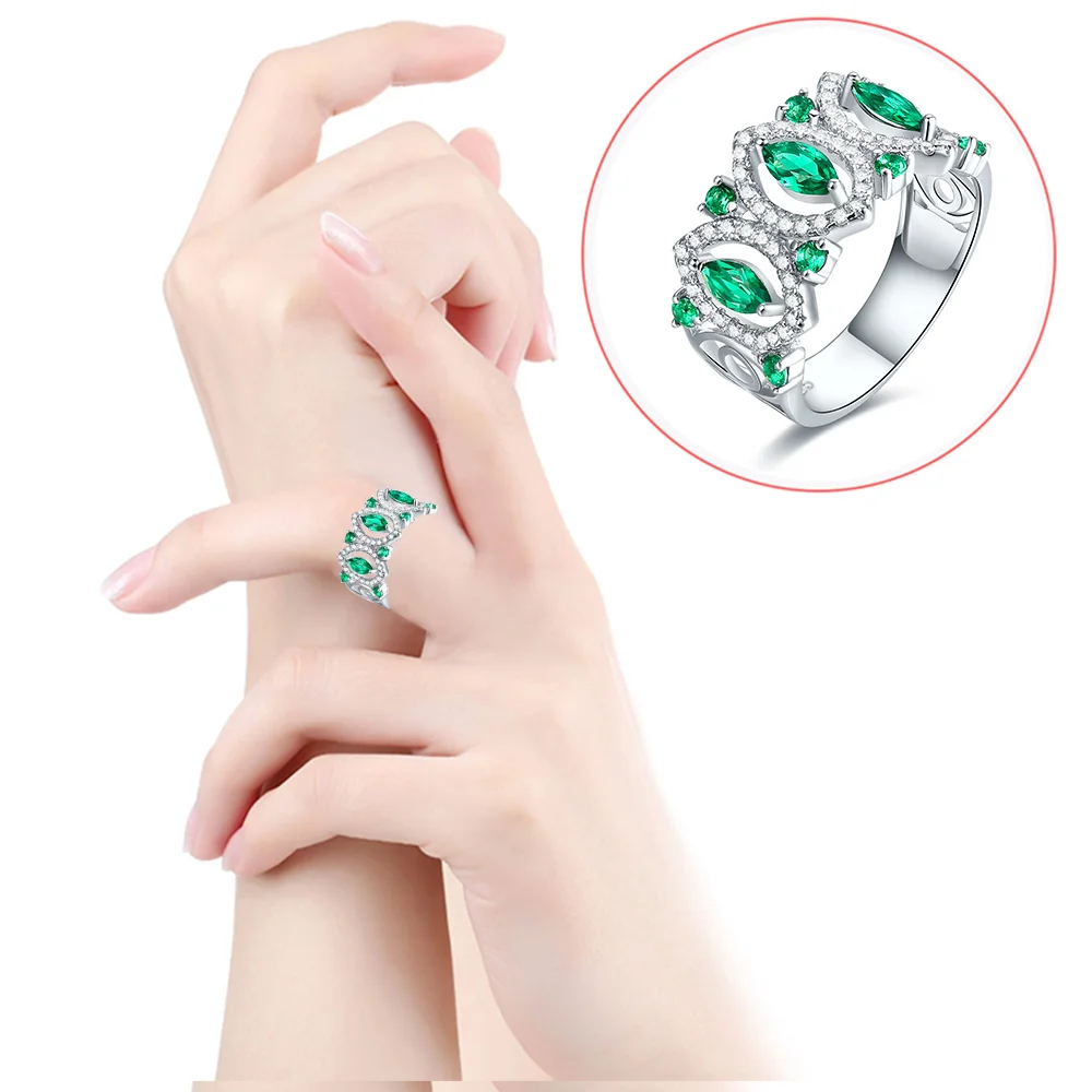 Женское/мужское кольцо из серебра 925 пробы с изумрудом и белым топазом|ring fashion|ring