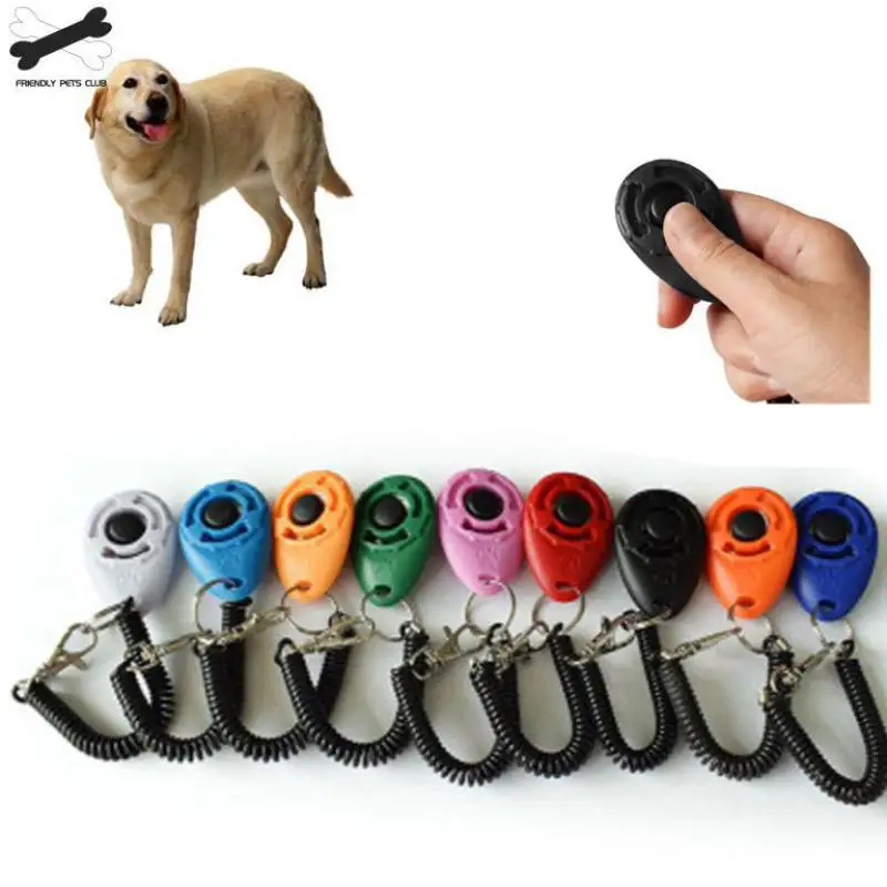 1 Piece Pet Cat Dog Training Clicker Plastic New Dogs Click Trainer Aid Too Adjustable Wrist Strap Sound Key Chain 23
