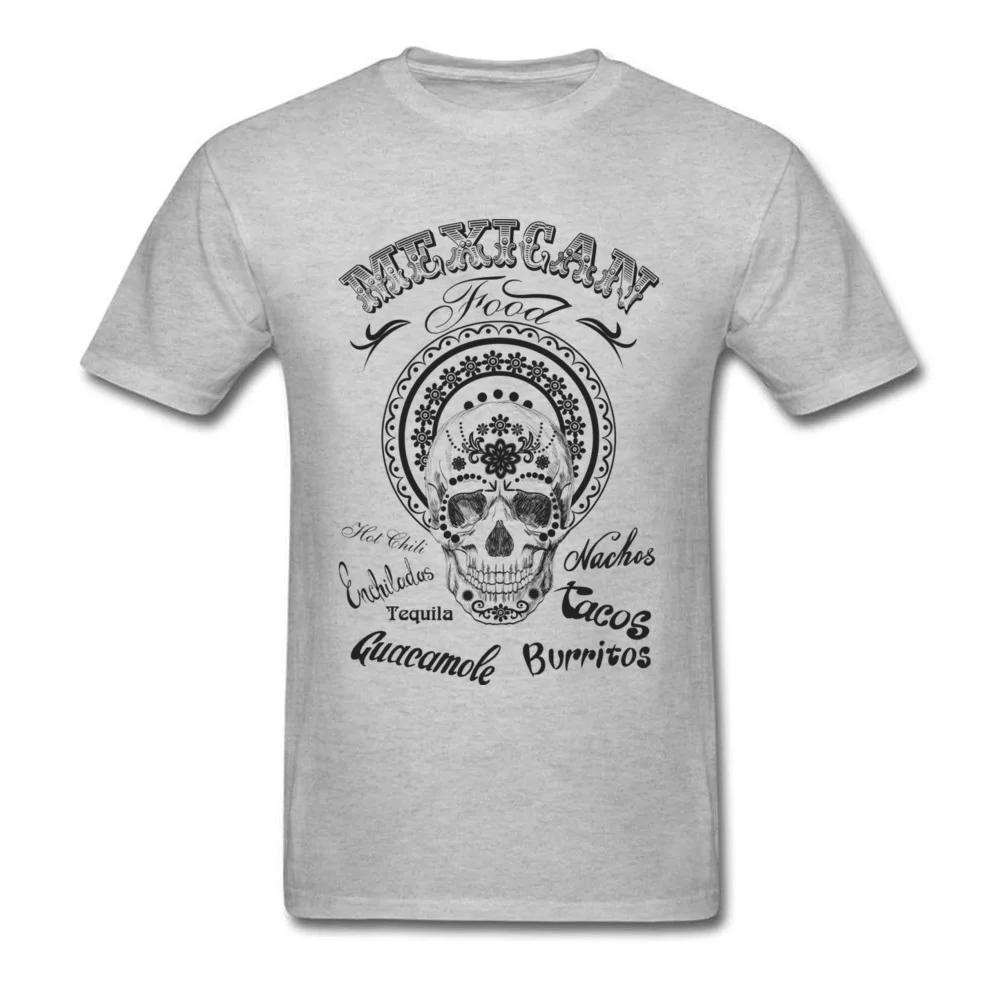 Mexican skull Tops Shirts High Quality O-Neck Summer Short Sleeve 100% Cotton Men's T-shirts 3D Printed Tee Shirt Mexican skull grey