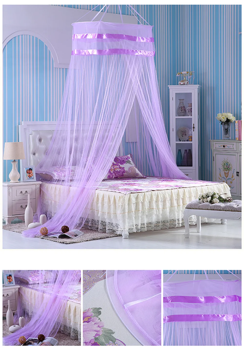 Purple Canopy Netting & Beautiful Bed Net Mesh Room ...