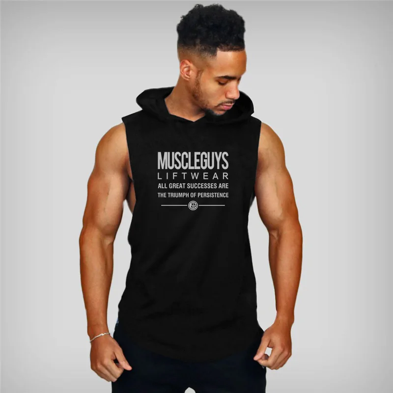 Muscleguys Liftwear рубашка без рукавов с капюшоном, брендовая одежда для тренажерного зала, Мужская одежда для фитнеса, бодибилдинга, стрингеров, Майки